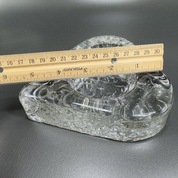 Mid Century Clear Heart Shaped Ashtray Dish Bowl Heavy Thick Textured Glass VTG - Picture 3 of 13